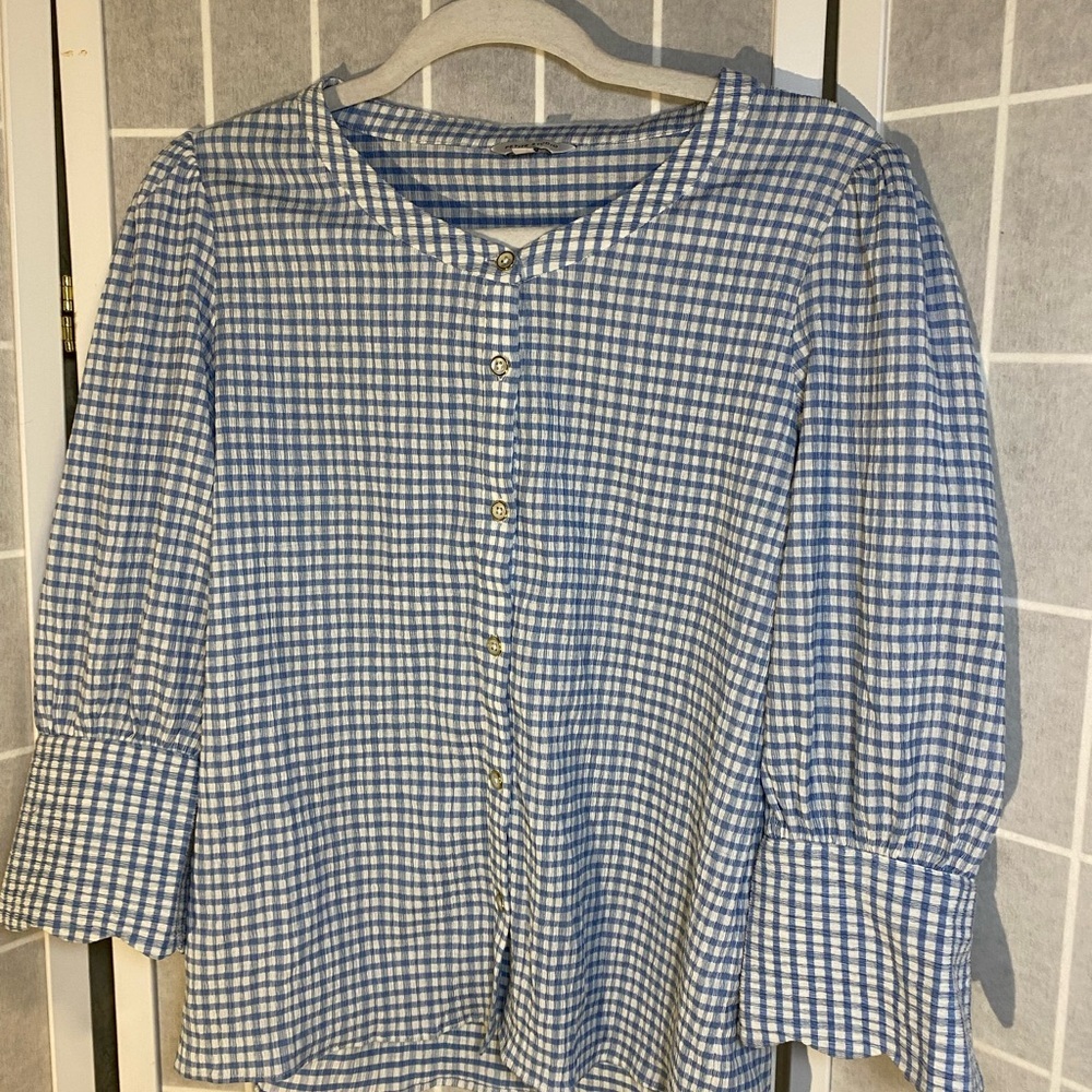 Petite Studio Blue and Cream Striped Fabric